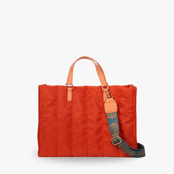Tote Bag Quilted Cotton Nylon with Top Handles and Canvas Strap
