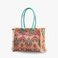 Tote Bag Patterned Textured Canvas with Zip and Reinforced Handles