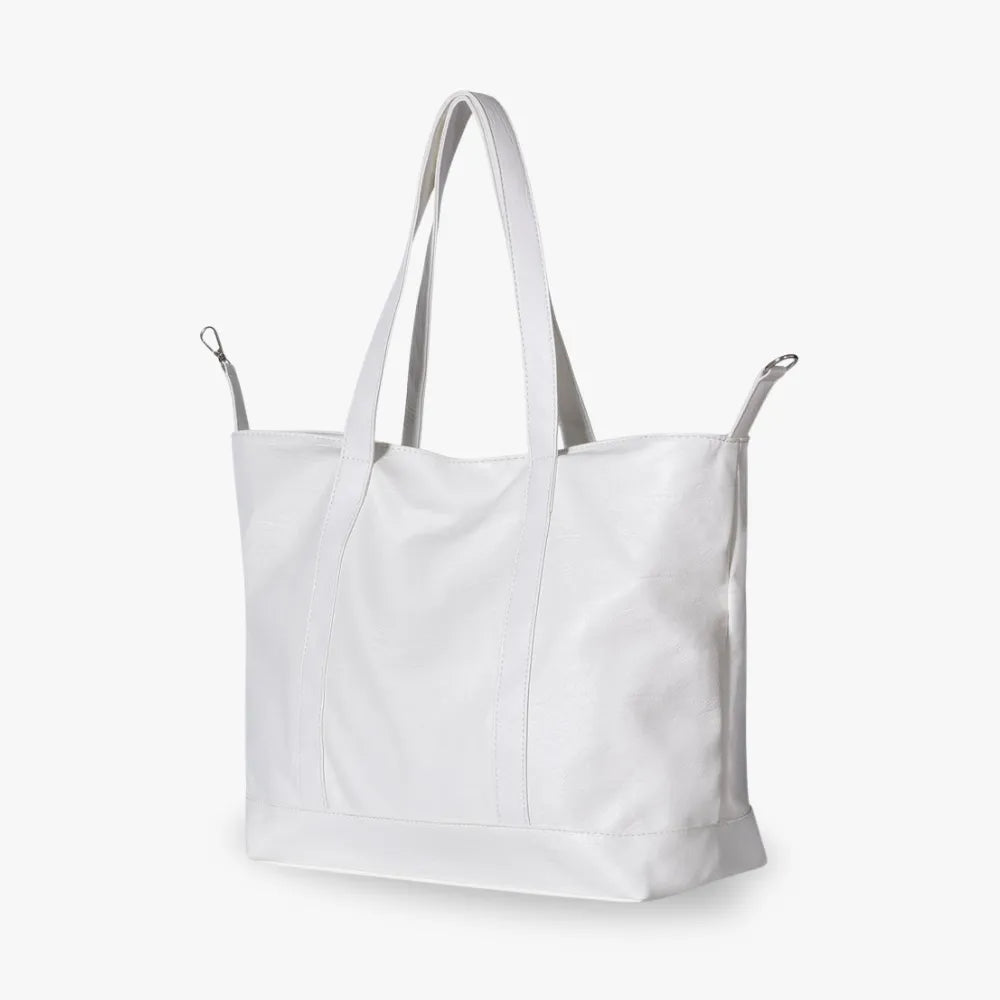 Tote Bag Faux Leather with Zip, Key Hook and Top Handles