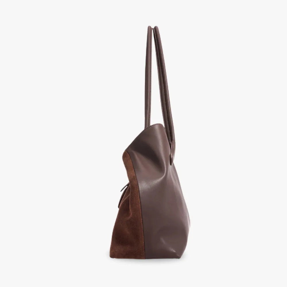 Tote Bag Faux Suede with Removable Pouch and Magnetic Closure