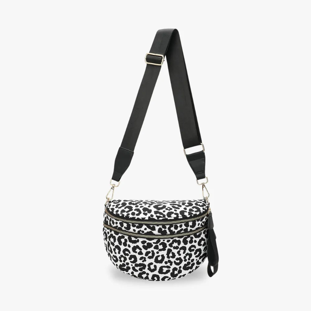 Crossbody Bag Checkered Water-Repellent Nylon with Double Zip