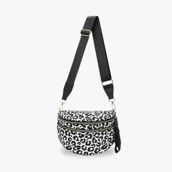 Crossbody Bag Checkered Water-Repellent Nylon with Double Zip