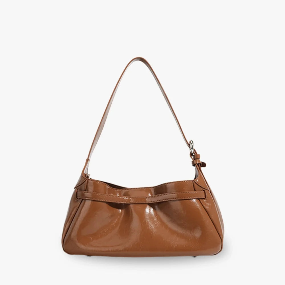 Shoulder Bag Genuine Leather with Turn-Lock and Removable Pouch