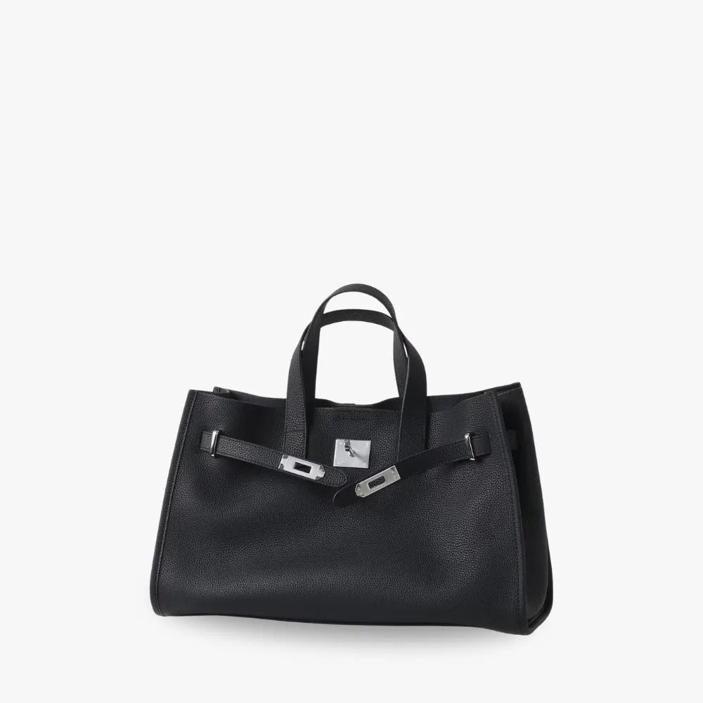 Tote Bag Grained Leather with Detachable Strap and Laptop Fit