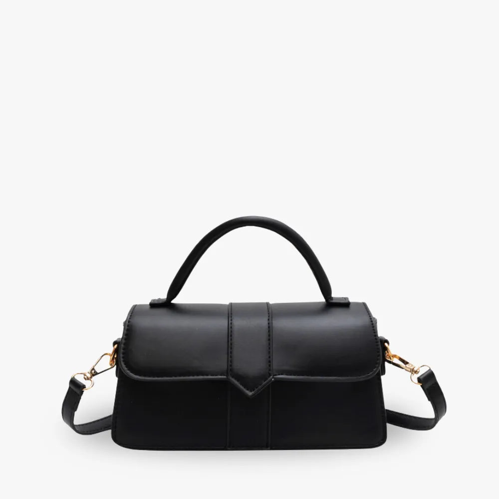 Top Handle Bag Faux Leather with Metal Clasp and Strap
