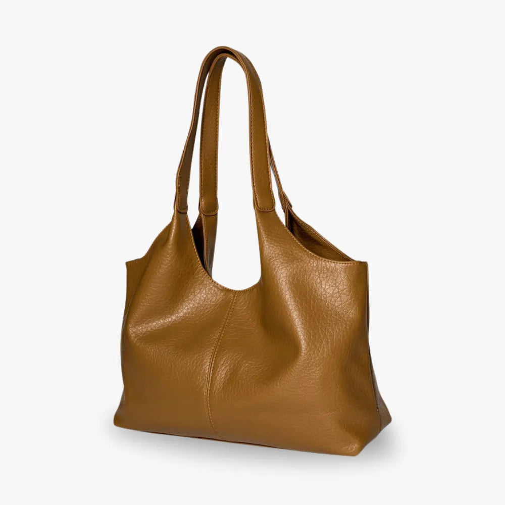Hobo Bag Faux Leather Textured Grain with Magnetic Snap