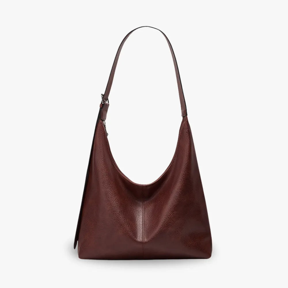 Hobo Bag Grained Faux Leather with Buckle Strap for 14-Inch Laptop