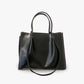 Tote Bag Genuine Leather with Three Compartments and Topstitching