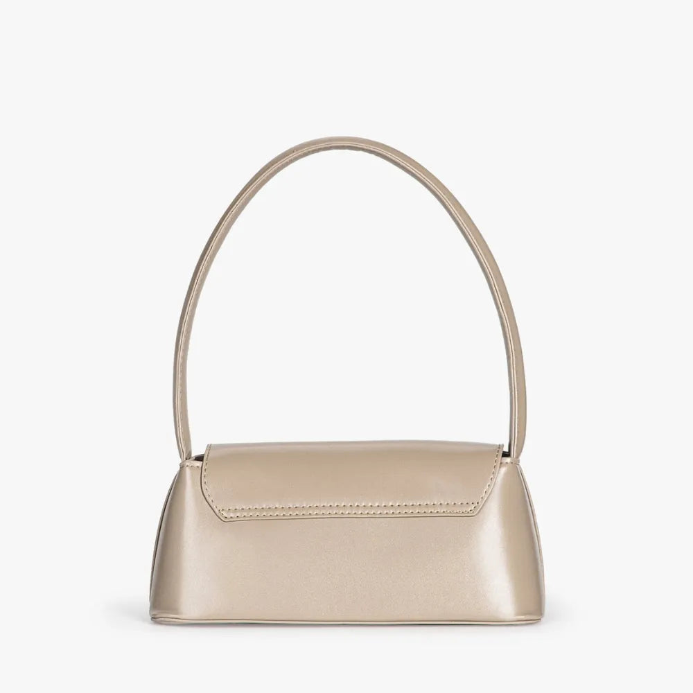 Shoulder Bag Faux Leather with Gold-Tone Hardware