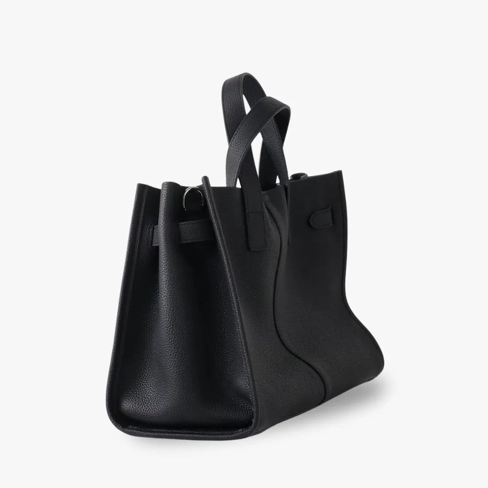 Tote Bag Grained Leather with Detachable Strap and Laptop Fit