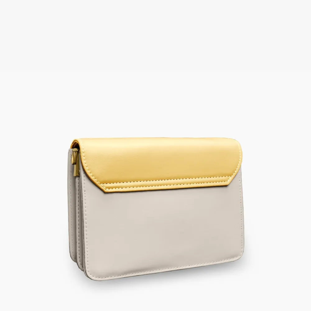 Crossbody Bag Faux Leather Two-Tone with Two Removable Straps