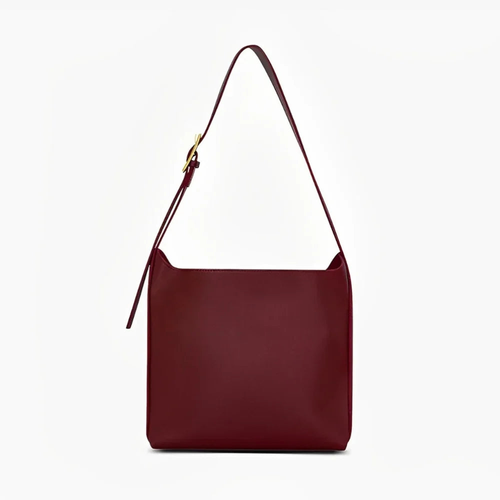 Shoulder Bag Faux Leather with Built-In Pouch and Magnetic Closure