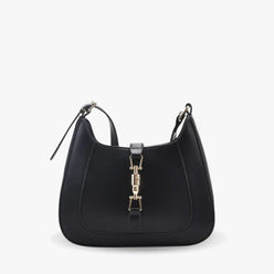 Shoulder Bag Faux Leather with Metallic Latch and Two Straps