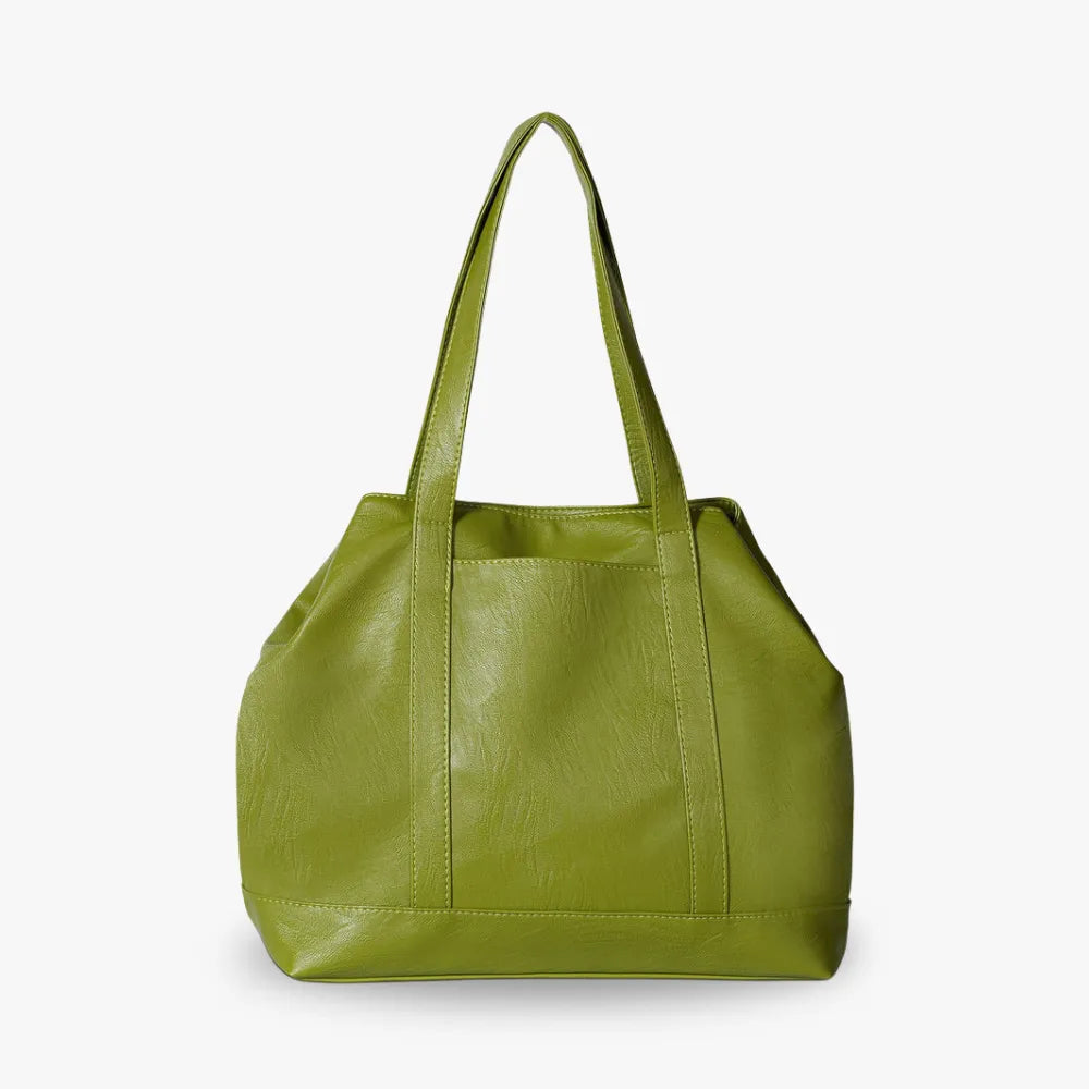 Tote Bag Faux Leather with Zip, Key Hook and Top Handles