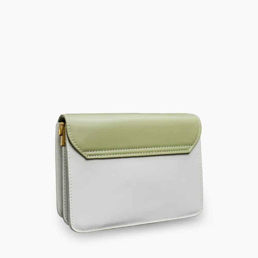 Crossbody Bag Faux Leather Two-Tone with Two Removable Straps