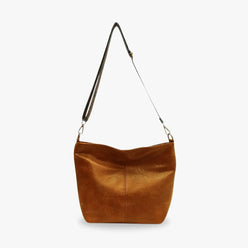 Crossbody Bag Faux Leather with Fabric Strap and Zip Pocket