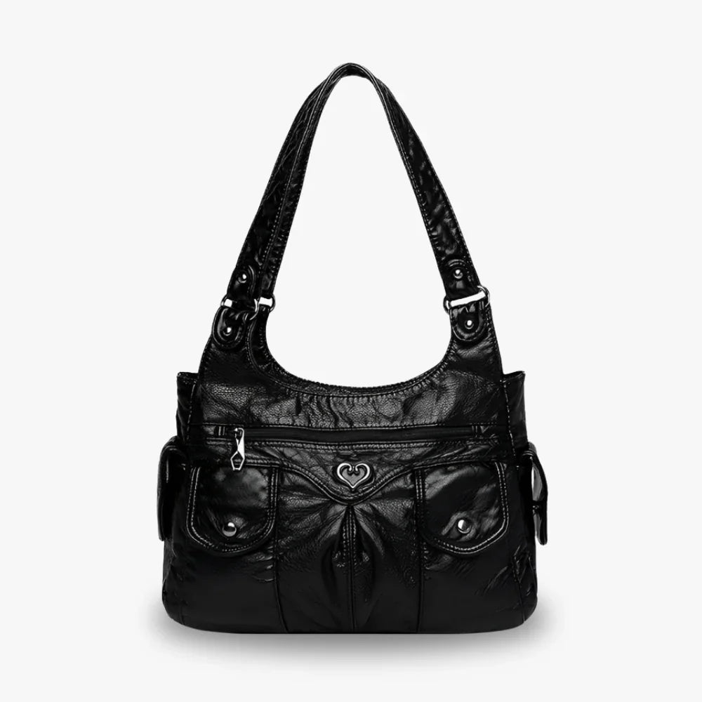 Shoulder Bag Faux Leather with Two Lined Compartments and Handles