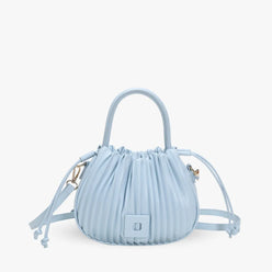 Crossbody Bag Faux Leather with Top Handle and Pleated Design