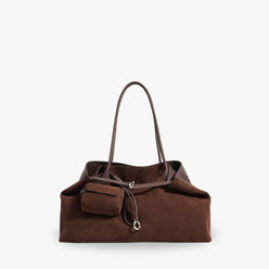 Tote Bag Faux Suede with Removable Pouch and Magnetic Closure
