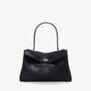 Shoulder Bag Genuine Leather with Turn-Lock Flap and Top Handle
