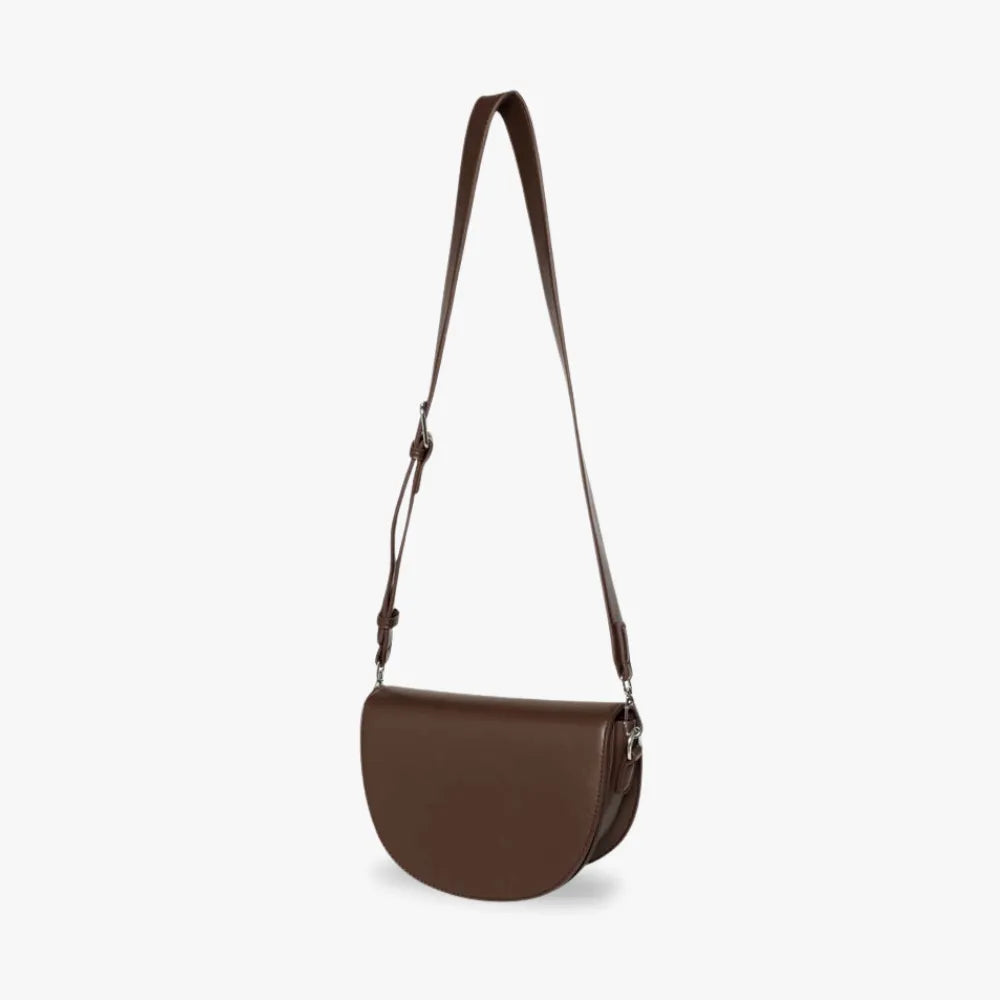 Crescent Bag Faux Leather with Zip and Removable Strap