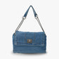 Shoulder Bag Upcycled Denim with Chain Handles and Metal Clasp