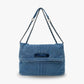 Shoulder Bag Upcycled Denim with Chain Handles and Snap Closure