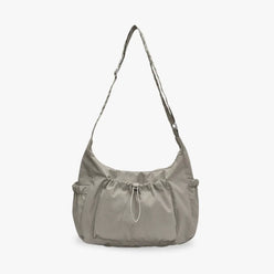 Crossbody Bag Checkered Nylon Polyester with Drawstring Front Pocket