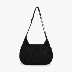 Crossbody Bag Checkered Nylon Polyester with Drawstring Front Pocket