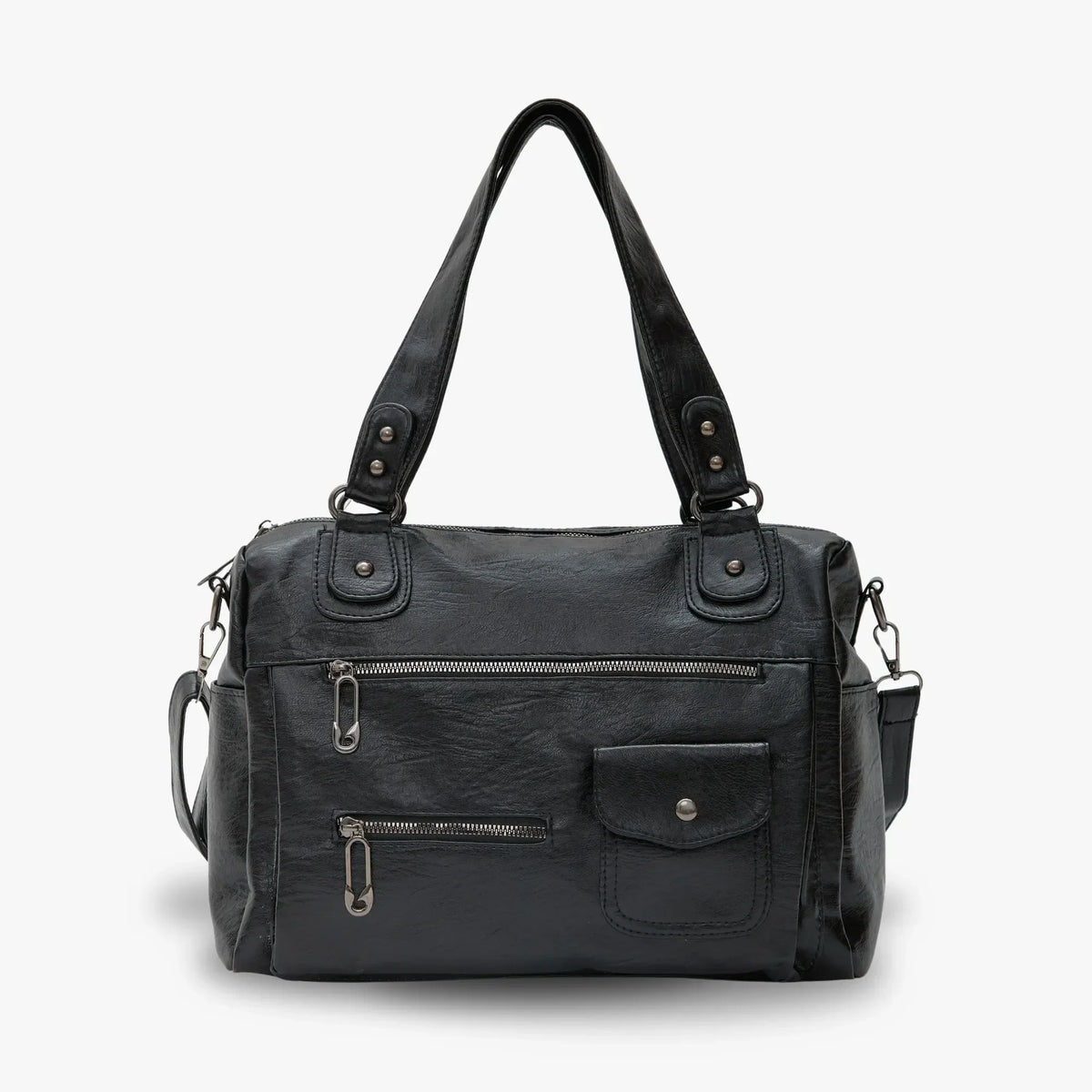 Crossbody Bag Faux Leather with Two Lined Compartments and Handles