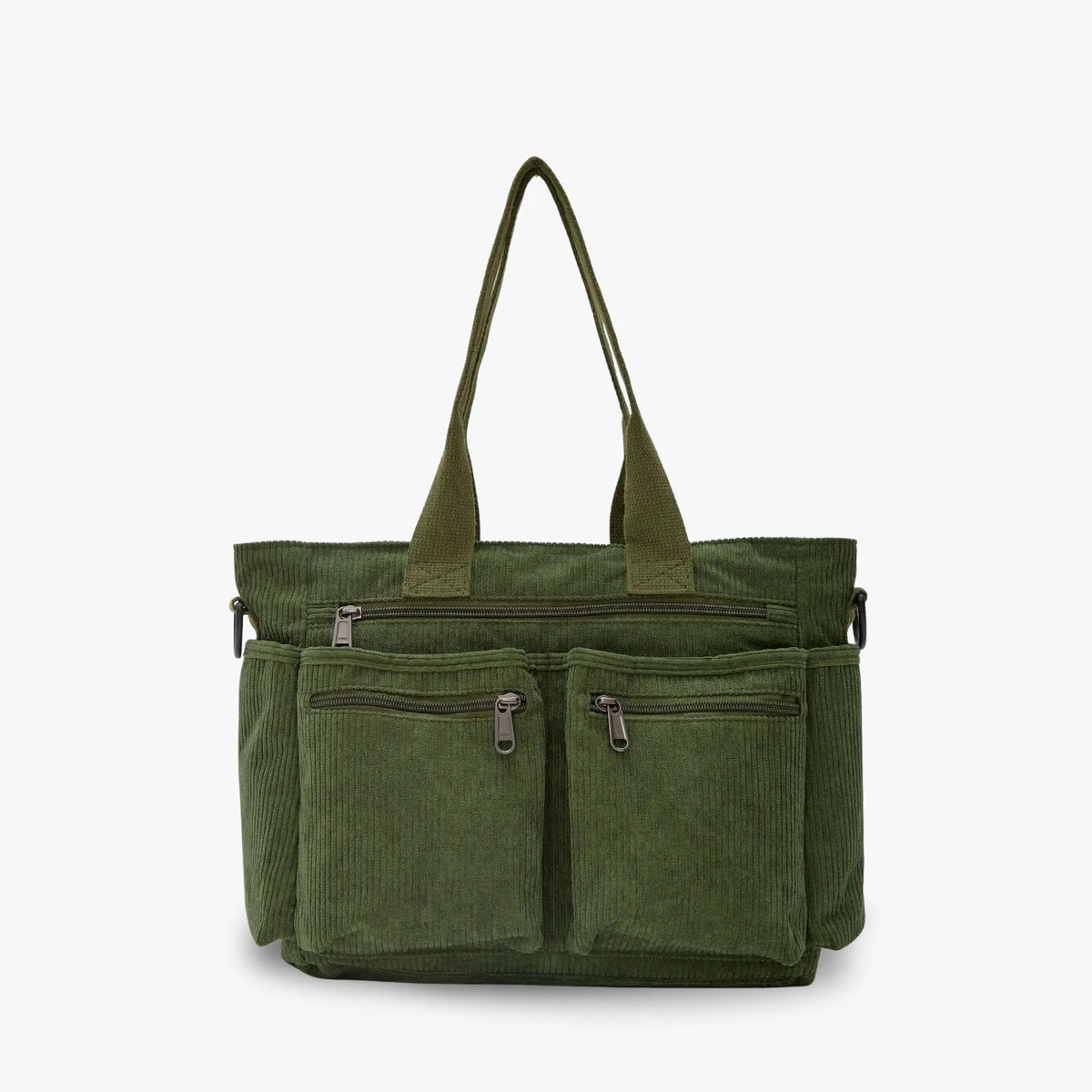 Crossbody Bag Corduroy with Top Handles, Zip Pockets and Strap