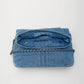Shoulder Bag Upcycled Denim with Chain Handles and Snap Closure