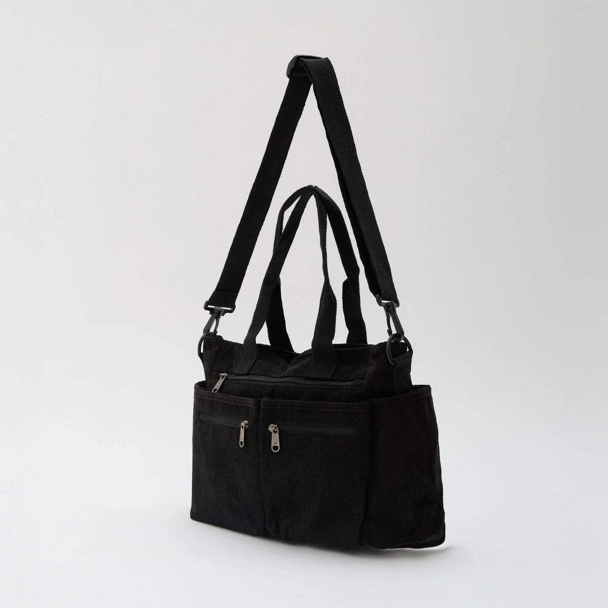 Crossbody Bag Corduroy with Top Handles, Zip Pockets and Strap