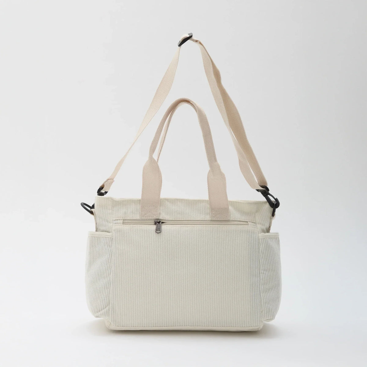 Crossbody Bag Corduroy with Top Handles, Zip Pockets and Strap
