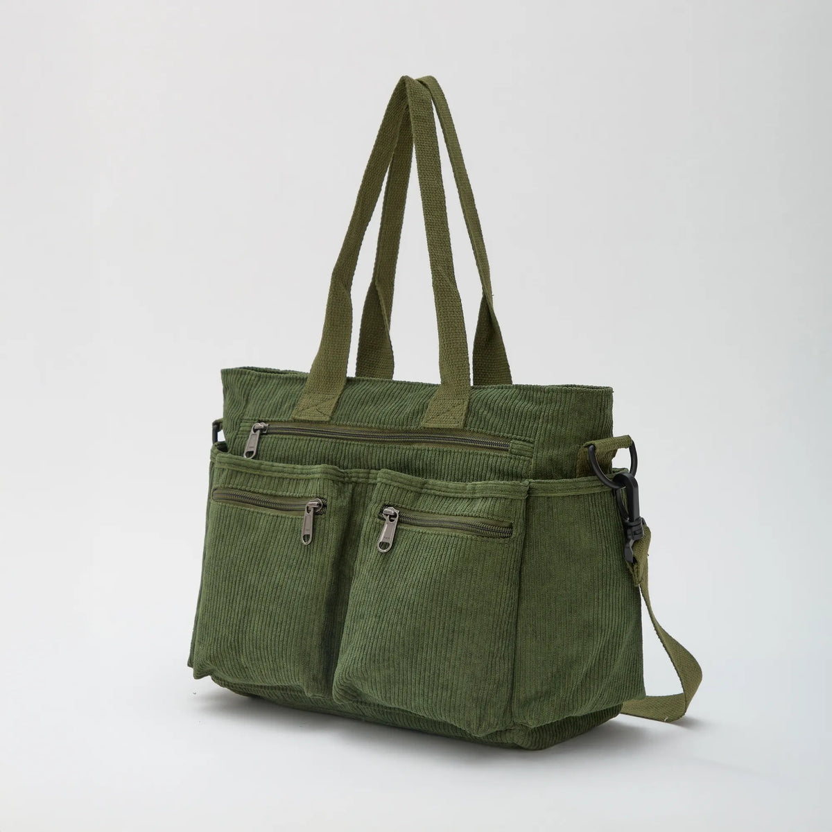 Crossbody Bag Corduroy with Top Handles, Zip Pockets and Strap