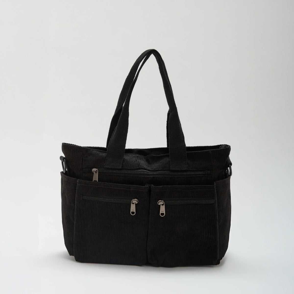 Crossbody Bag Corduroy with Top Handles, Zip Pockets and Strap