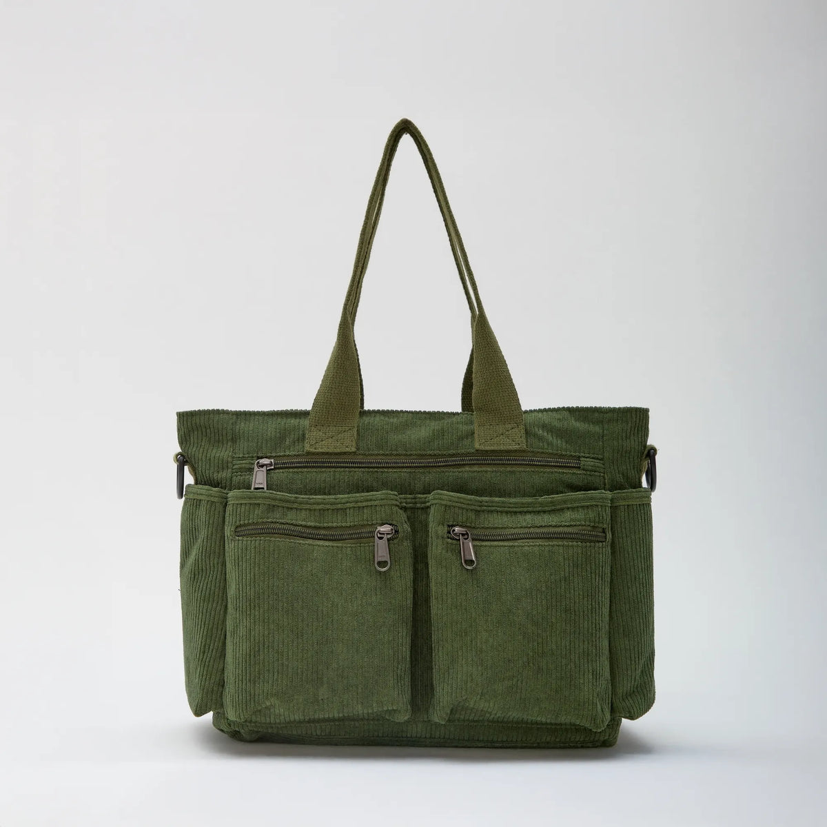 Crossbody Bag Corduroy with Top Handles, Zip Pockets and Strap