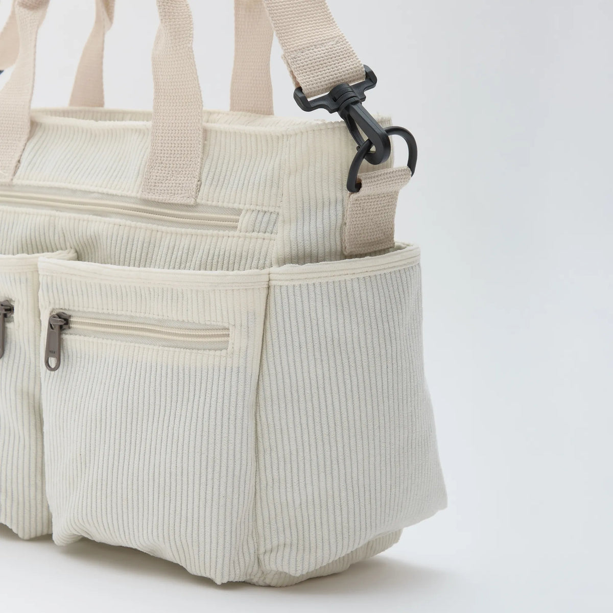 Crossbody Bag Corduroy with Top Handles, Zip Pockets and Strap