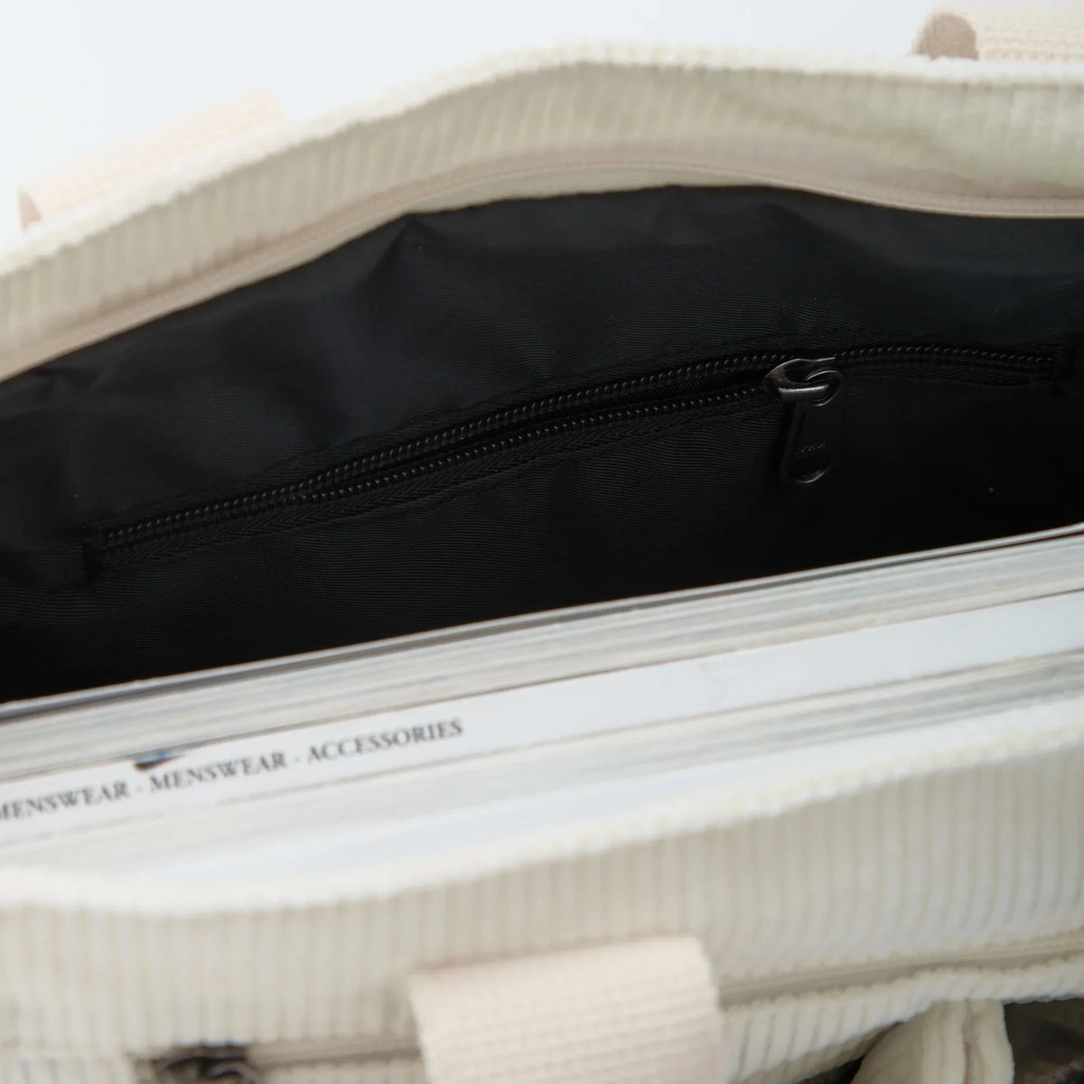 Crossbody Bag Corduroy with Top Handles, Zip Pockets and Strap