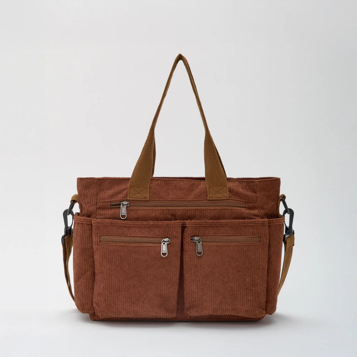Crossbody Bag Corduroy with Top Handles, Zip Pockets and Strap