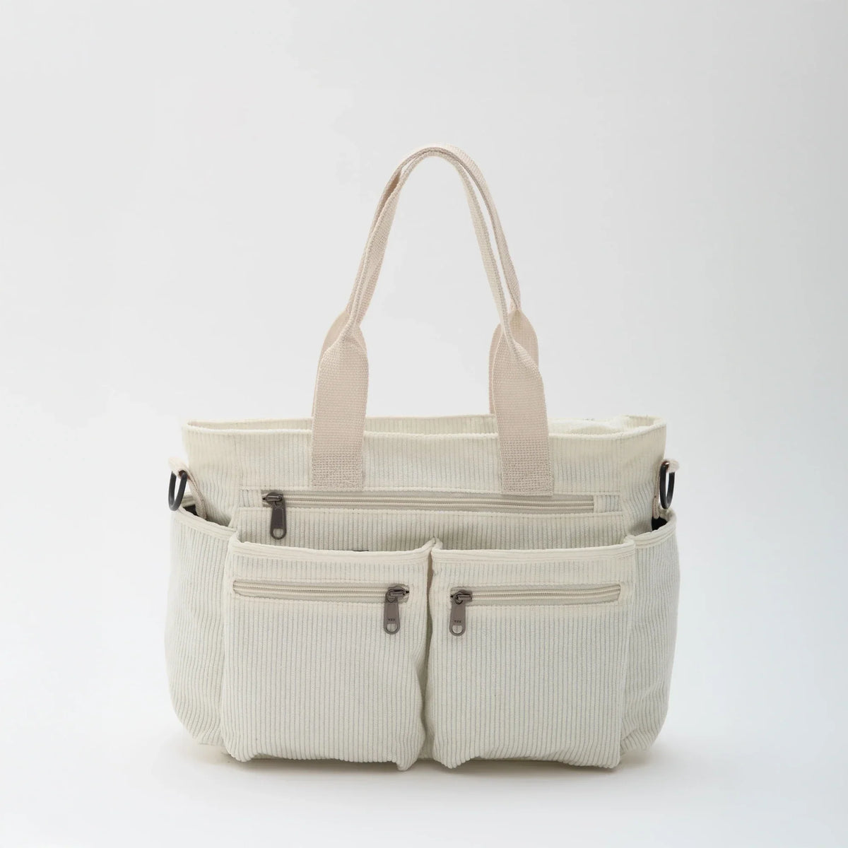Crossbody Bag Corduroy with Top Handles, Zip Pockets and Strap