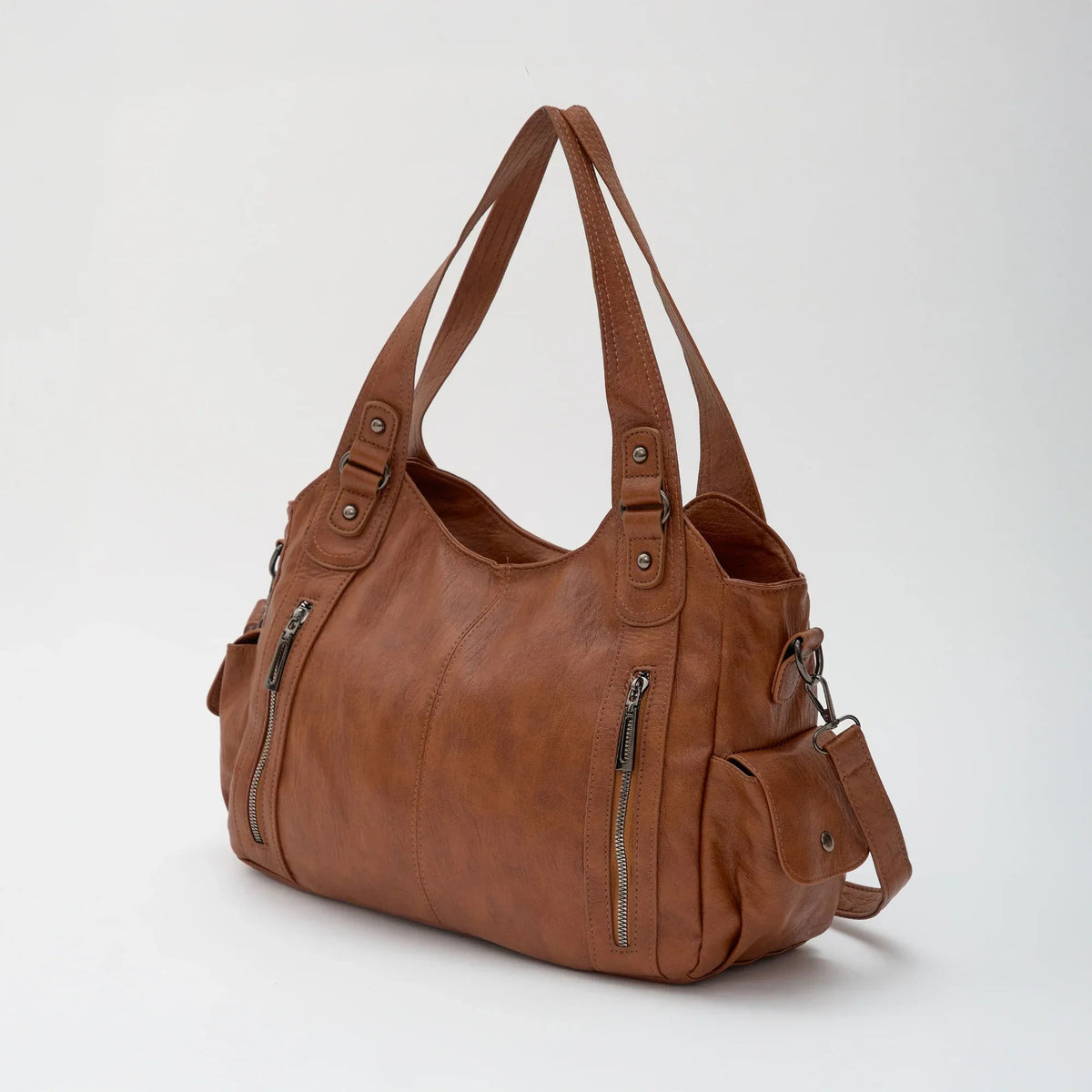 Laptop Bag Faux Leather with Handles and Adjustable Shoulder Strap
