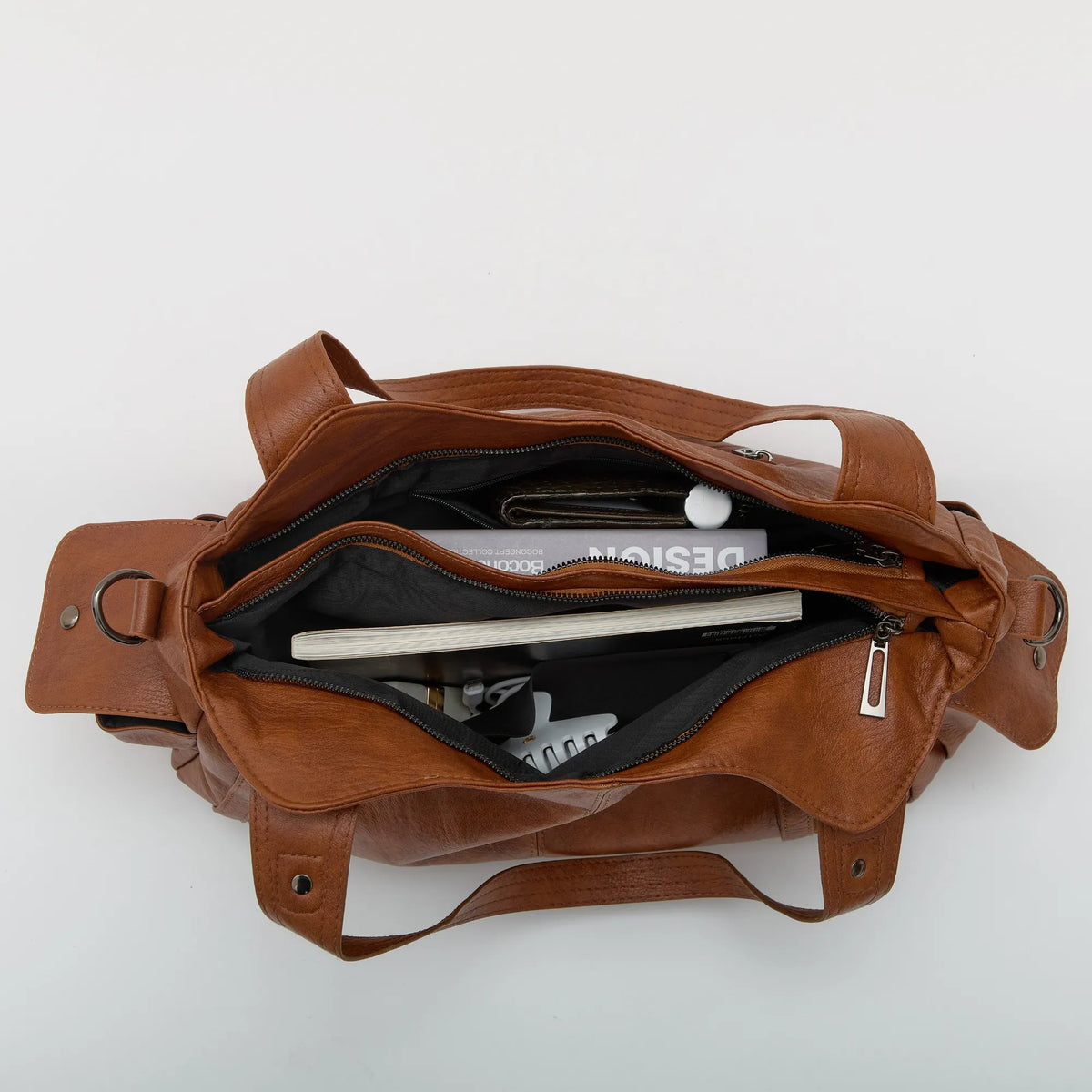 Laptop Bag Faux Leather with Handles and Adjustable Shoulder Strap