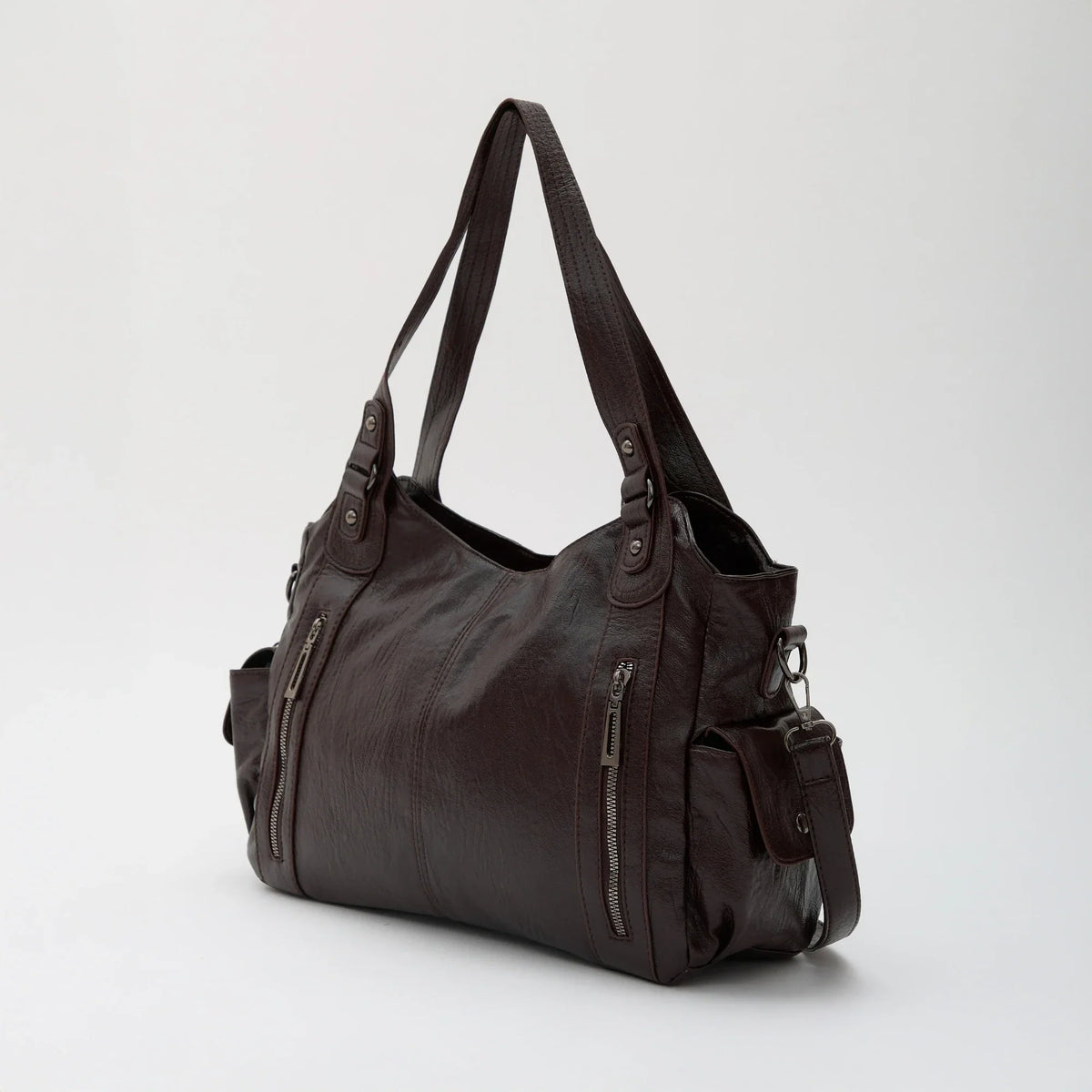 Laptop Bag Faux Leather with Handles and Adjustable Shoulder Strap