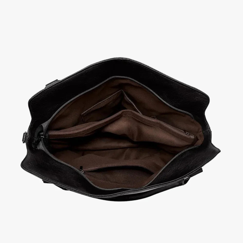 Tote Bag Faux Leather with Shoulder Strap, Pouch and Zip Pockets