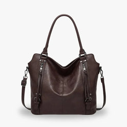 Tote Bag Faux Leather with Shoulder Strap, Pouch and Zip Pockets