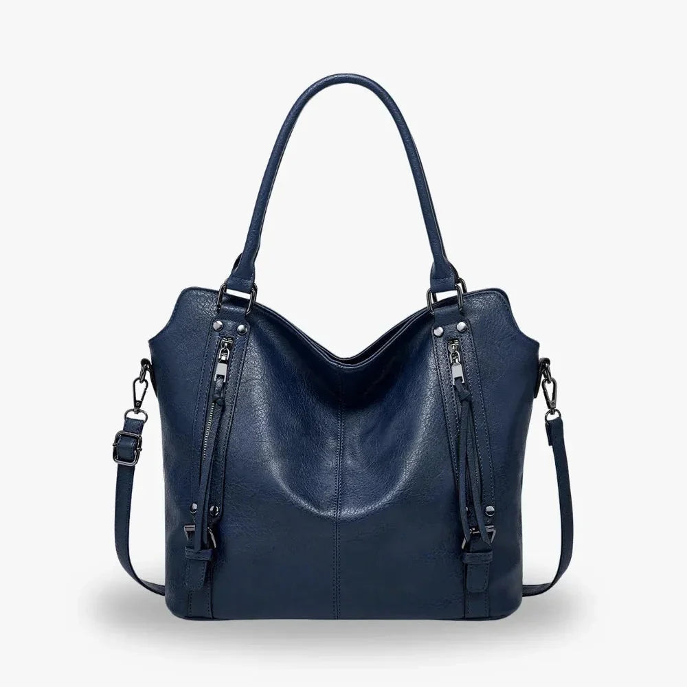 Tote Bag Faux Leather with Shoulder Strap, Pouch and Zip Pockets
