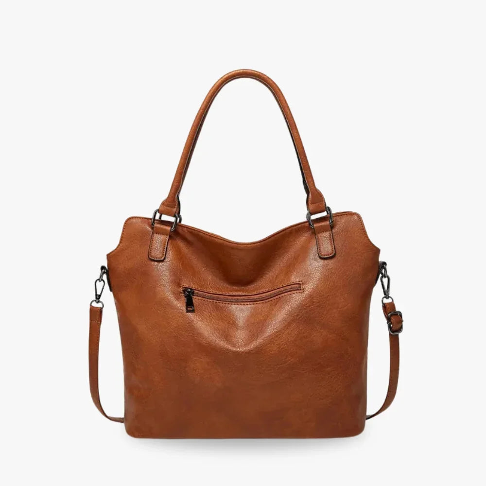 Tote Bag Faux Leather with Shoulder Strap, Pouch and Zip Pockets