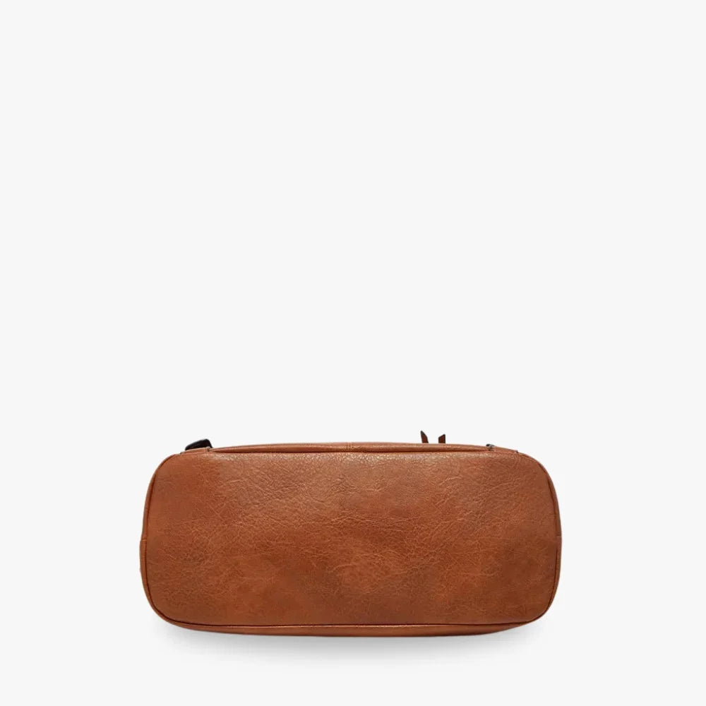 Tote Bag Faux Leather with Shoulder Strap, Pouch and Zip Pockets