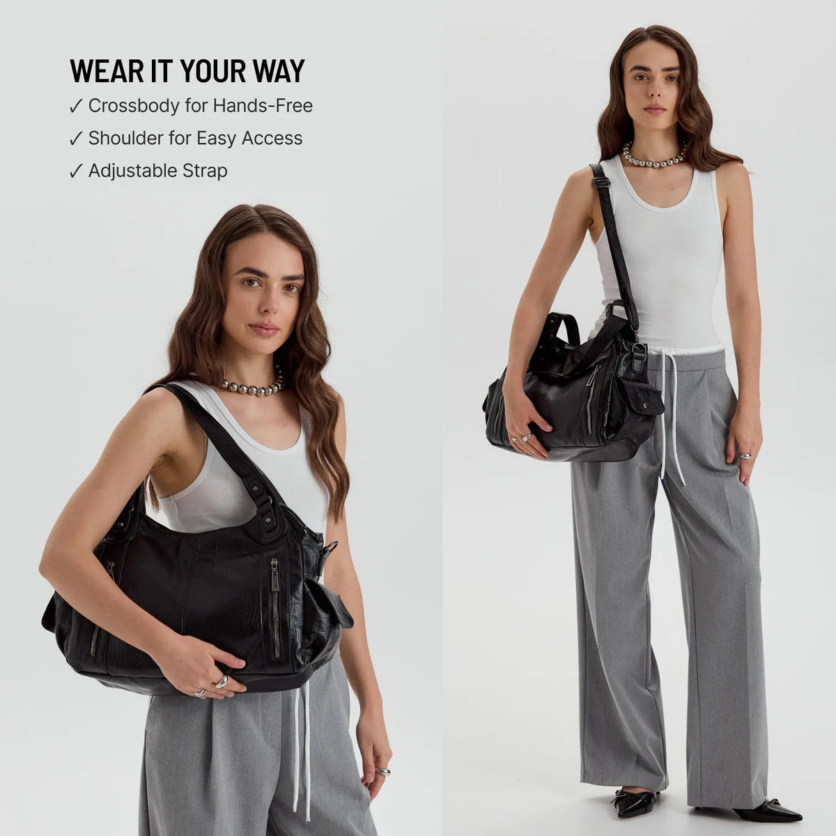 Laptop Bag Faux Leather with Handles and Adjustable Shoulder Strap